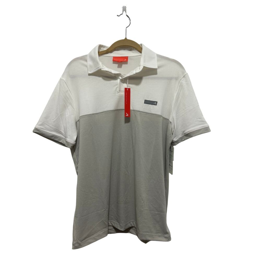 Redvanly Men's White & Beige Drirelease Performance Golf Polo Shirt Medium NWT